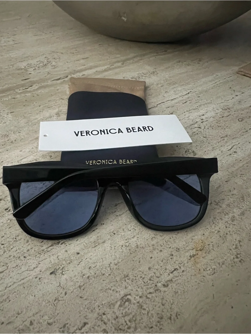 Veronica Beard Black Frame Sunglasses with Blue Lenses